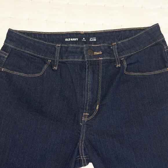 Old Navy High-Rise Flare Jeans Women's 8P | Dark Blue | Petite | EUC - Picture 5 of 11